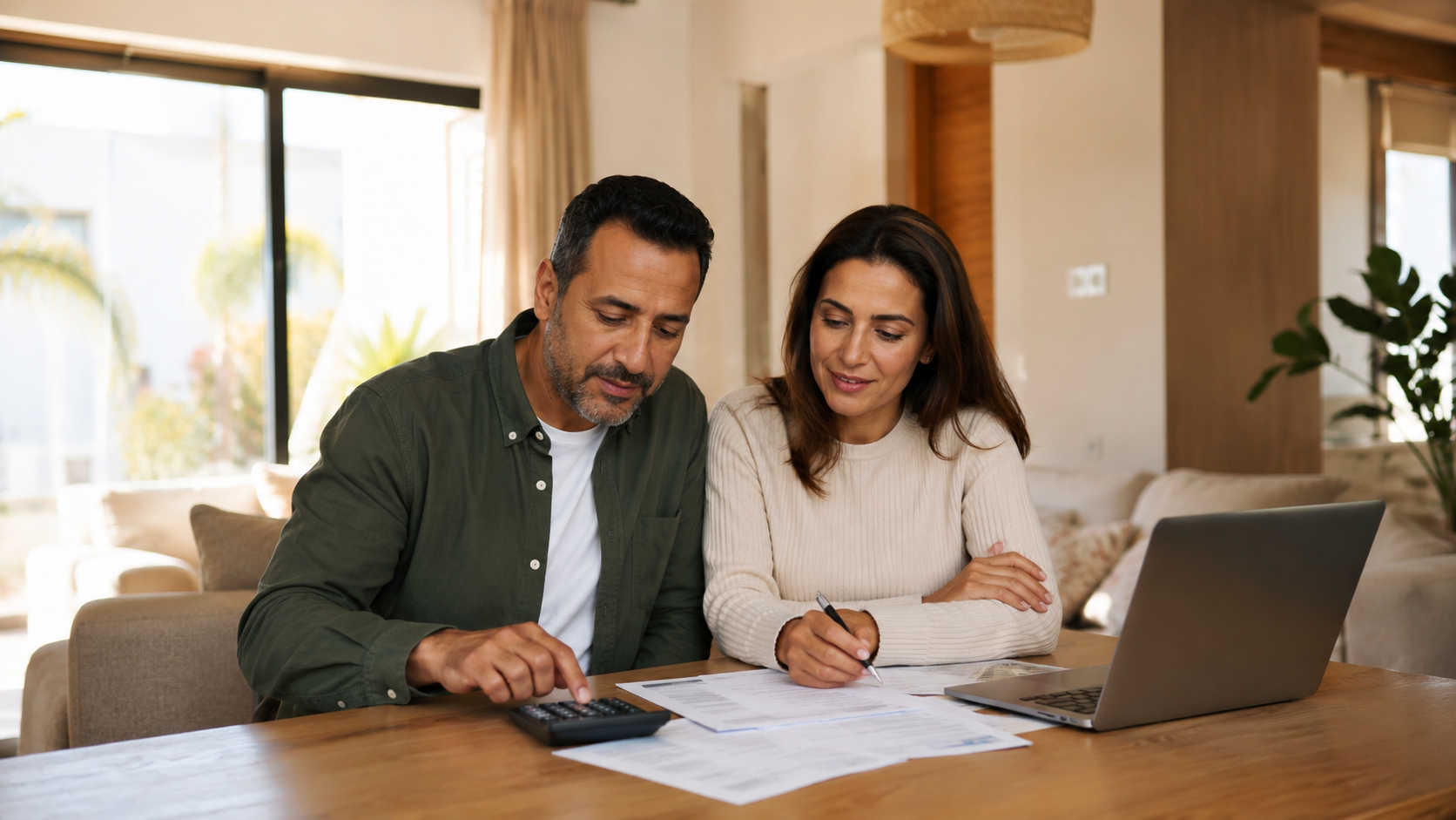 Couple MRE planifiant son budget immobilier