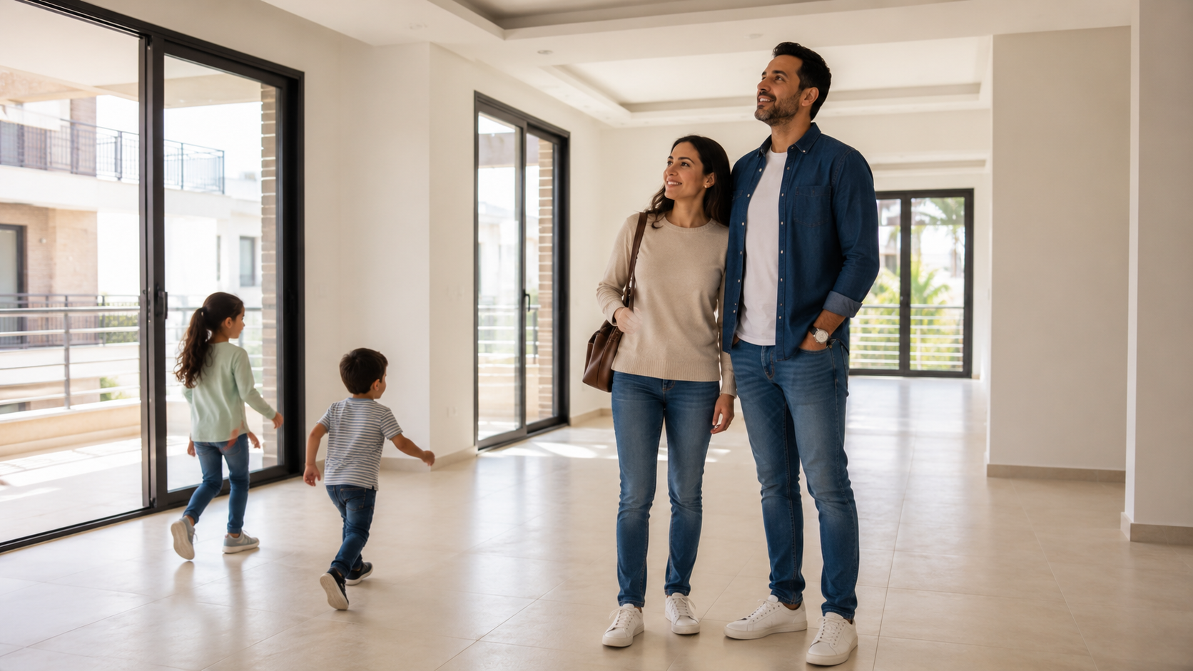 Famille MRE visitant un appartement neuf au Maroc